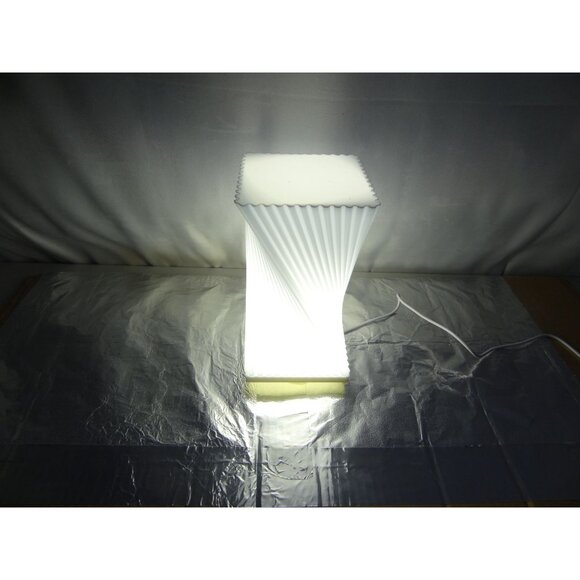 Modern Twisted White LED Table Lamp With Pleated Design 3D printed in USA - Picture 6 of 13
